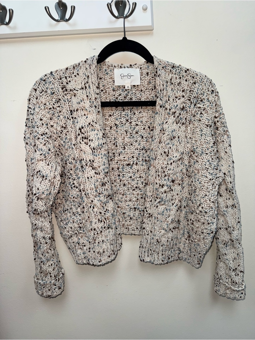 Chunky Knit Cardigan Sweater - Oatmeal Speckle